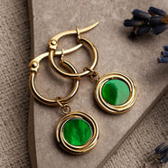 Zendala Earrings (Green Mother-of-pearl/Gold)