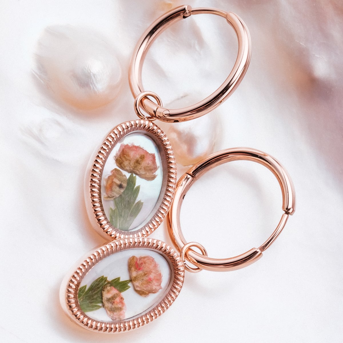 Boucles d’oreilles Wildflower (fleur/or rose)