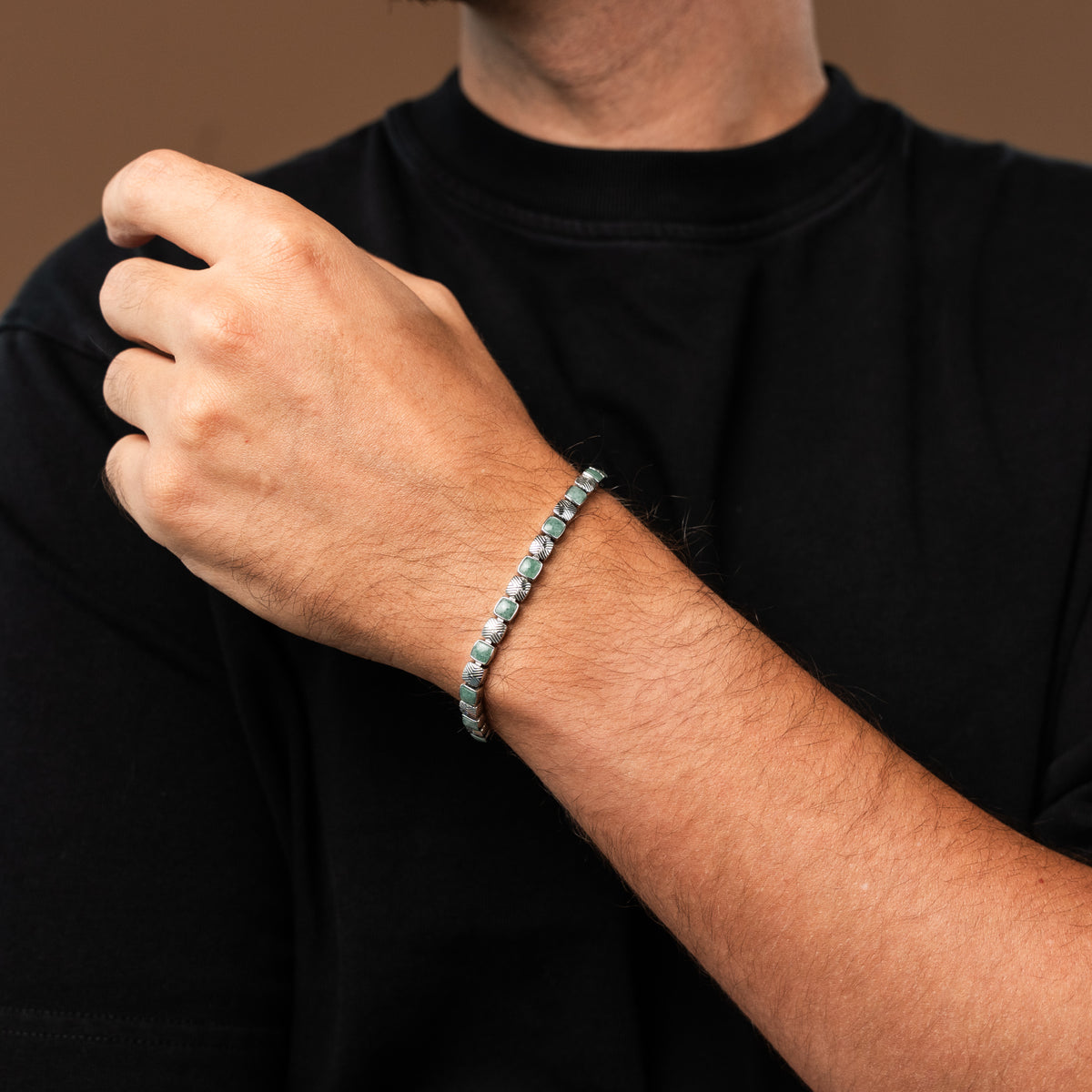 Bracciale «Peppered» (Aventurina/Argentato)