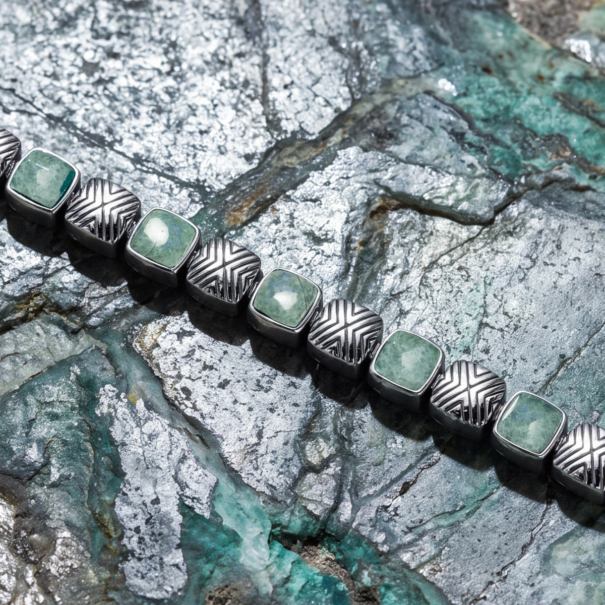 Bracciale «Peppered» (Aventurina/Argentato)