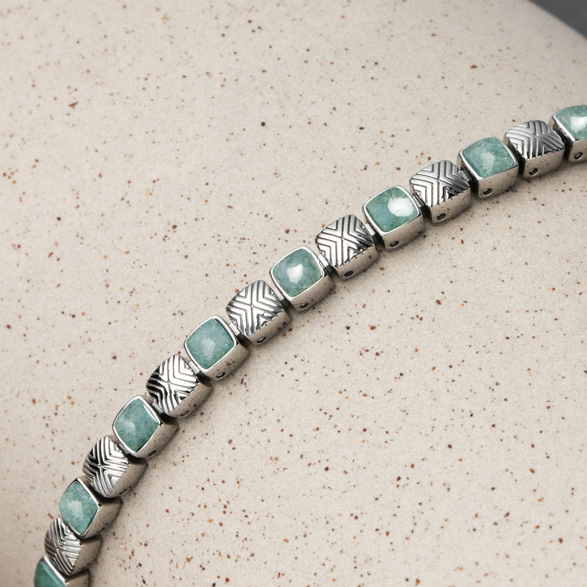Bracciale «Peppered» (Aventurina/Argentato)
