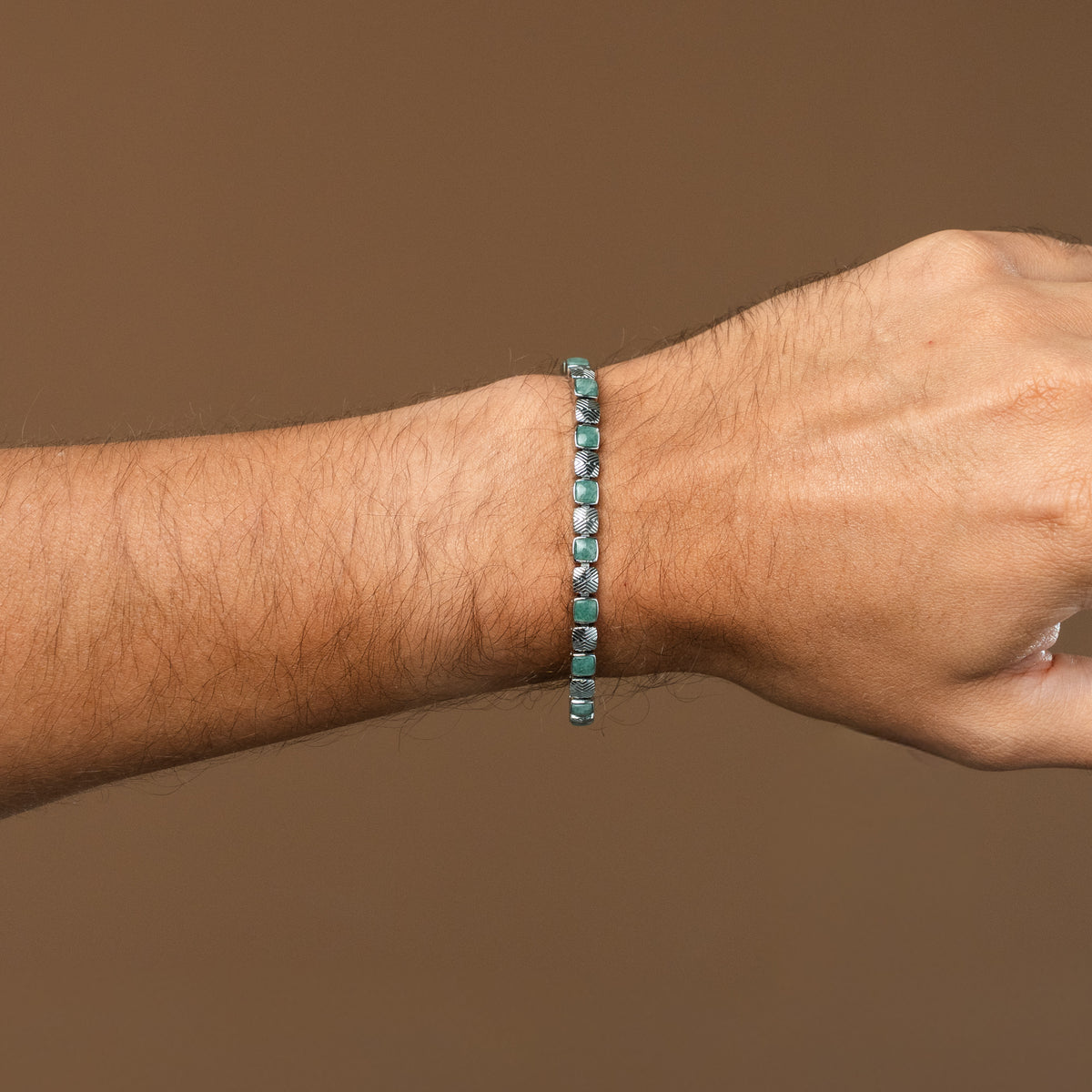 Bracciale «Peppered» (Aventurina/Argentato)