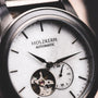 "Manhattan" watch, featuring a maple and marble design with a sleek, modern aesthetic.