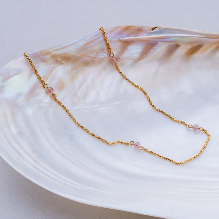 Dewdrops Necklace (Sunstone/Gold)