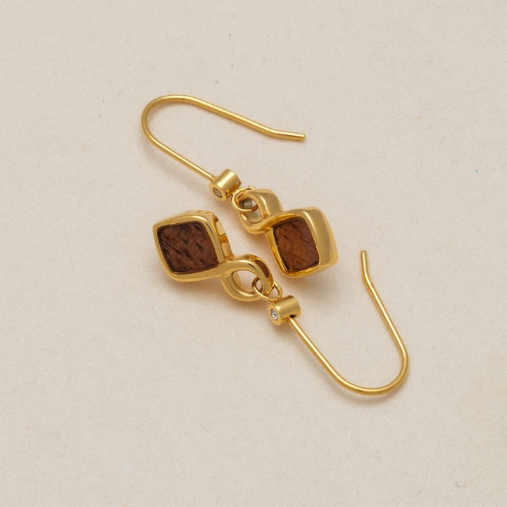 Mosaic Earrings (Walnut/Gold) Ii