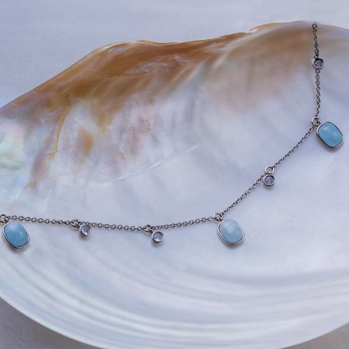Collier Dewdrops (aigue-marine/argent)