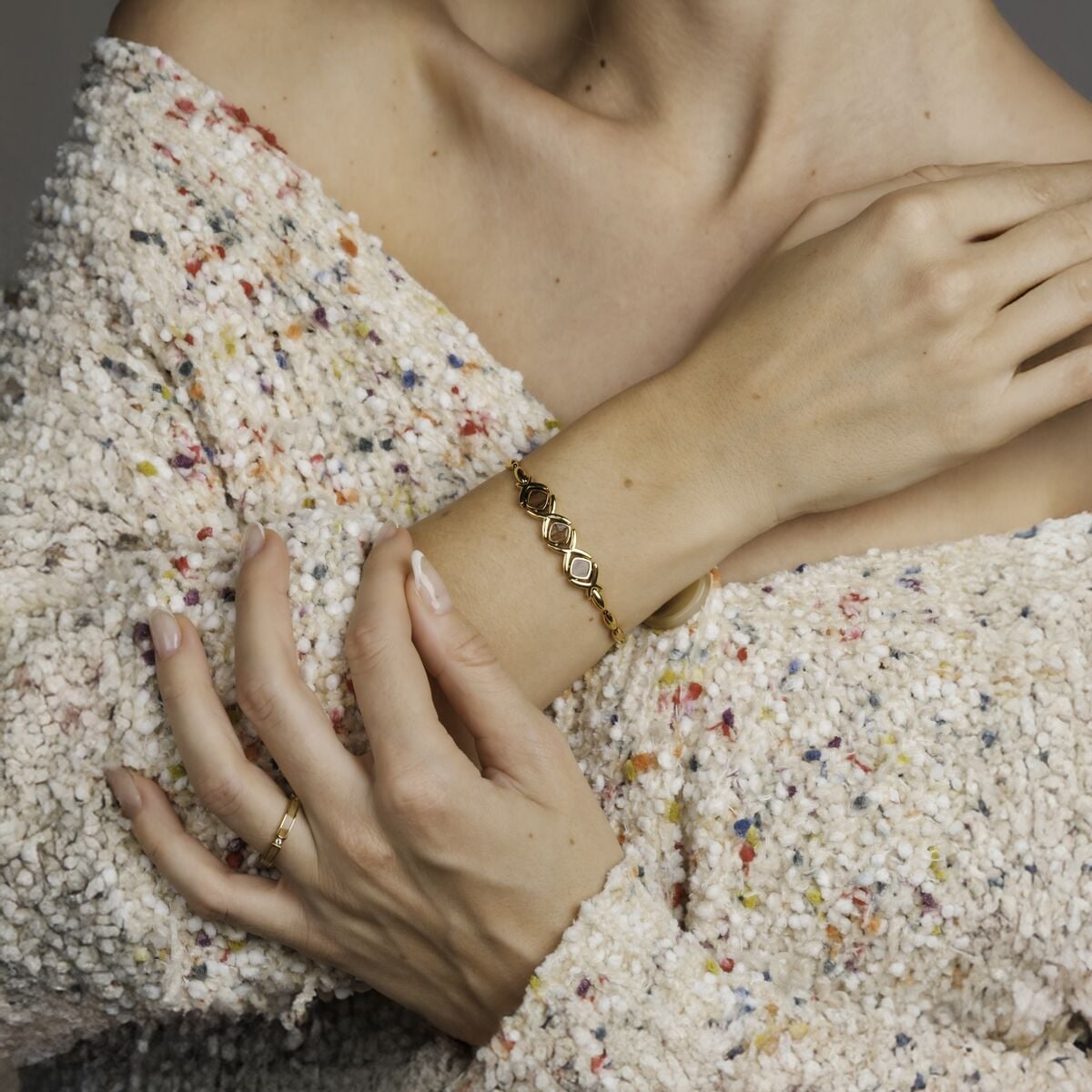 Mosaic Armband (Walnuss/Gold) II