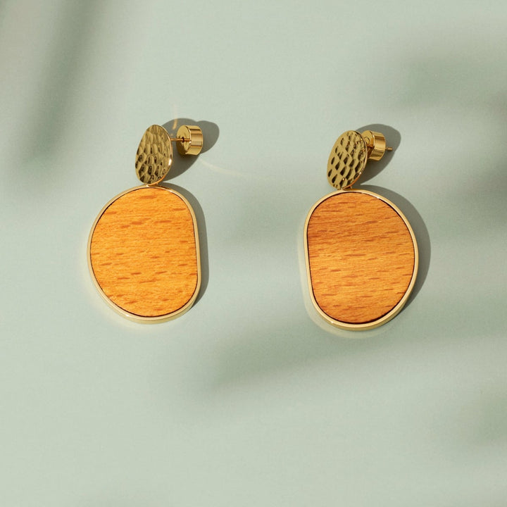 Sequoia Earrings (Walnut/Gold) I