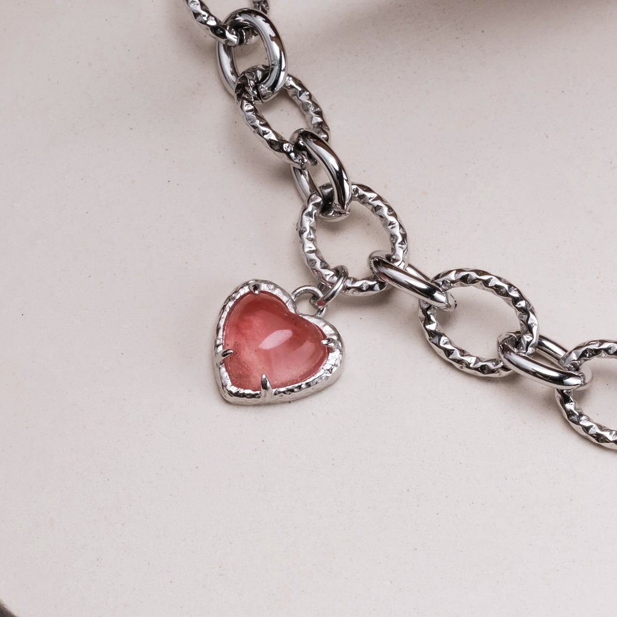Bracelet Amorance (Quartz rose/argent)