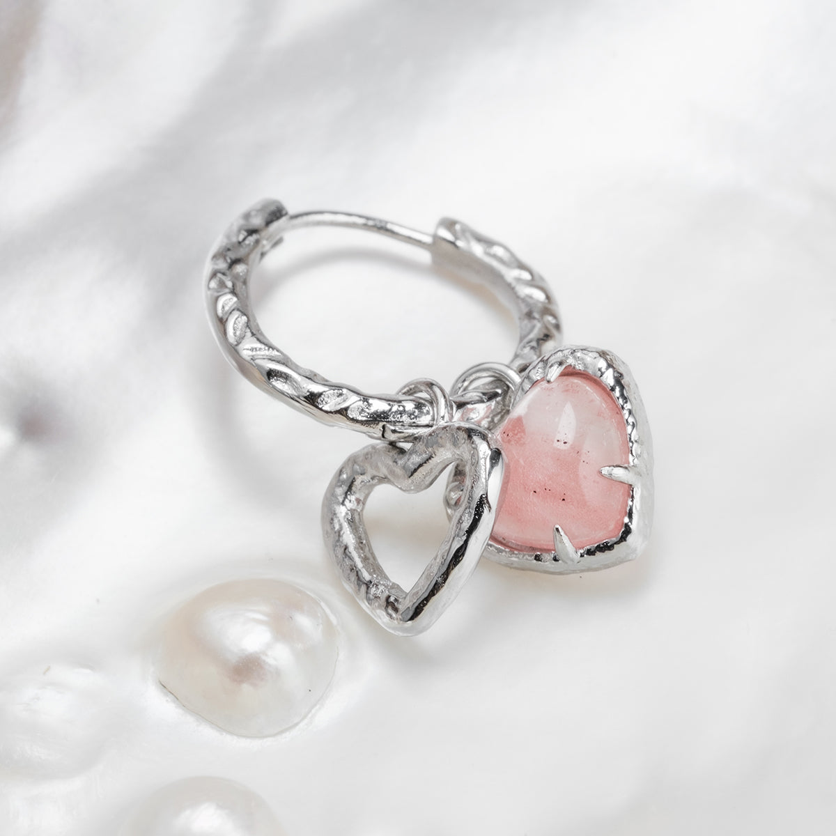 Amorance Earrings (Rose Quartz/Silver)